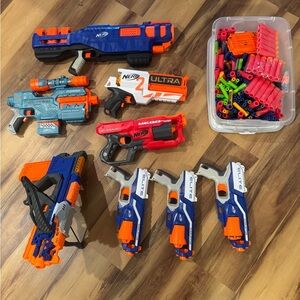 Nerf Action 8 Blaster Collection - Blue, Orange, Red